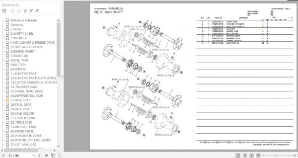 Yanmar Wheel Loader V3 5A V3 5B Parts Catalog 0CS10 M45301EN 2