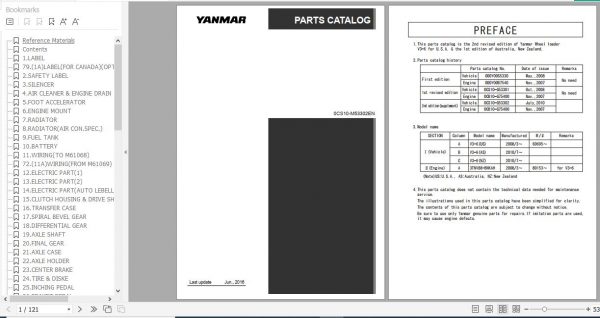 Yanmar Wheel Loader V3 6 Parts Catalog 0CS10 M53302EN 1