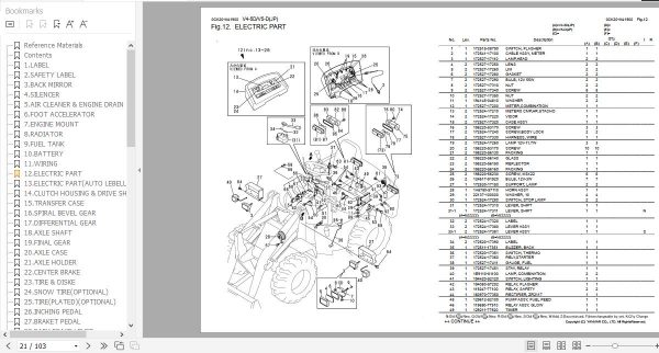 Yanmar Wheel Loader V4 5D V5 D Parts Catalog 0CK20 M41900EN 2