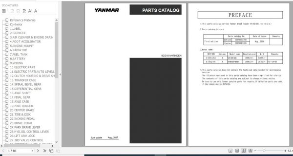 Yanmar Wheel Loader V4 5D V5 D Parts Catalog 1
