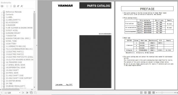 Yanmar Wheel Loader V4 6 Parts Catalog 0CS10 M53402EN 1