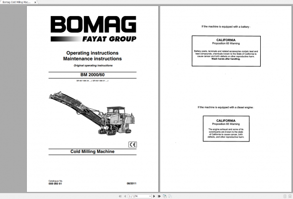 Bomag BM 2000 60 Operating Maintenance Instructions 1