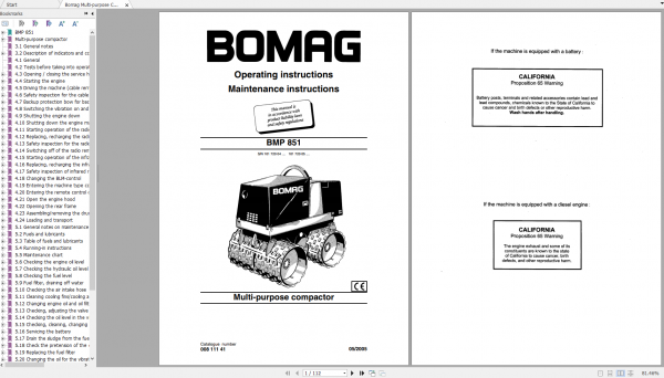 Bomag BMP851 Operating Instructions 1