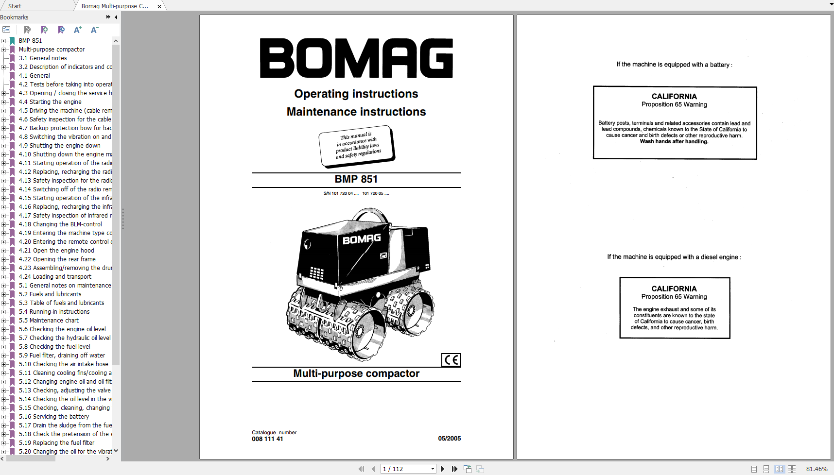 Bomag BMP851 Operating Instructions 1