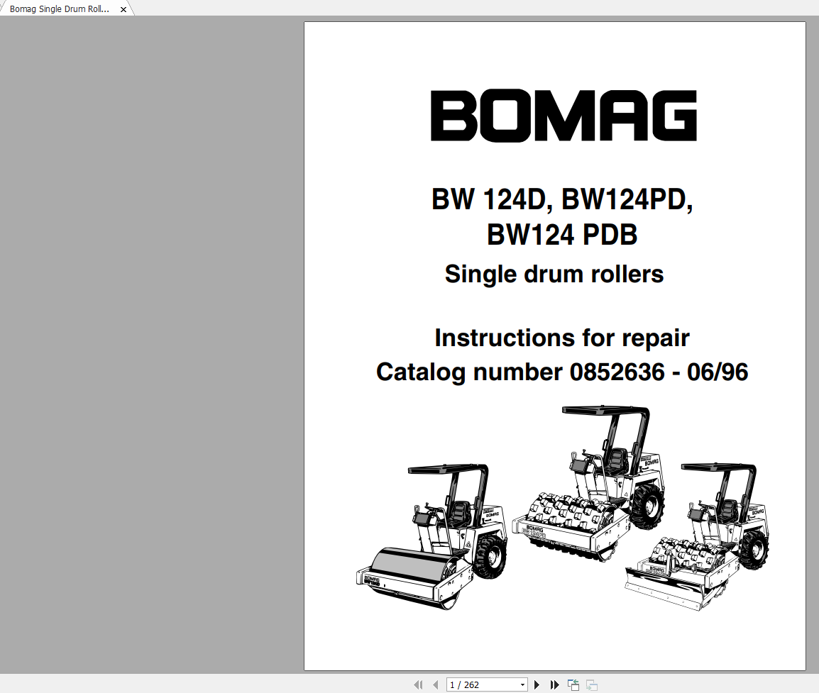 Bomag BW 124D BW 124PD BW124 PDB Instruction for Repair 1
