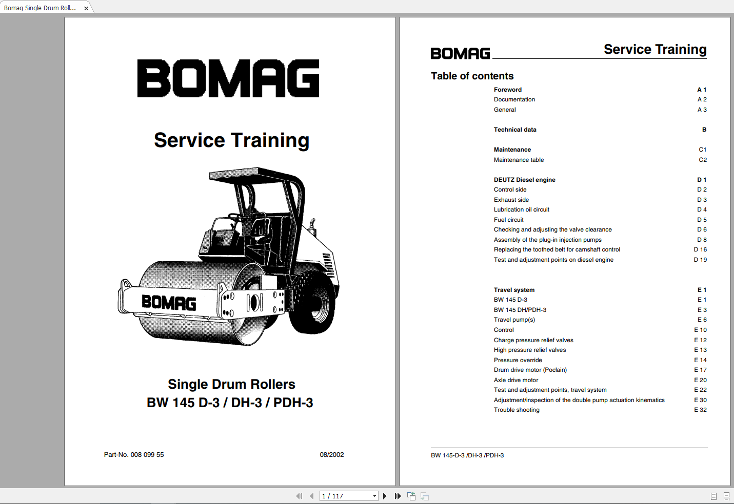Bomag BW 145 D 3 BW 145 DH 3 BW 145 PDH 3 Service Training 1