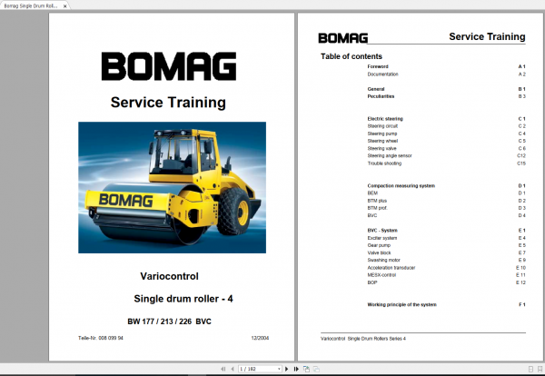 Bomag BW 177 BW 213 BW 226 BVC Service Traning 1