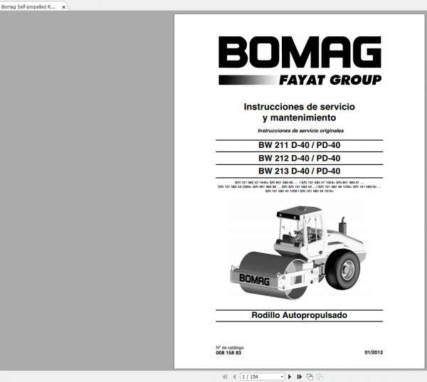 Bomag BW 211 212 213 D 40 PD 40 Operating Instructions 1