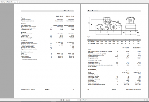 Bomag BW 211 212 213 D 40 PD 40 Operating Instructions 2