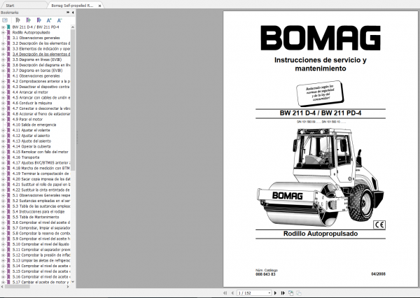 Bomag BW 211 D 4 BW 211 PD 4 Operating Maintenance Instructions 1
