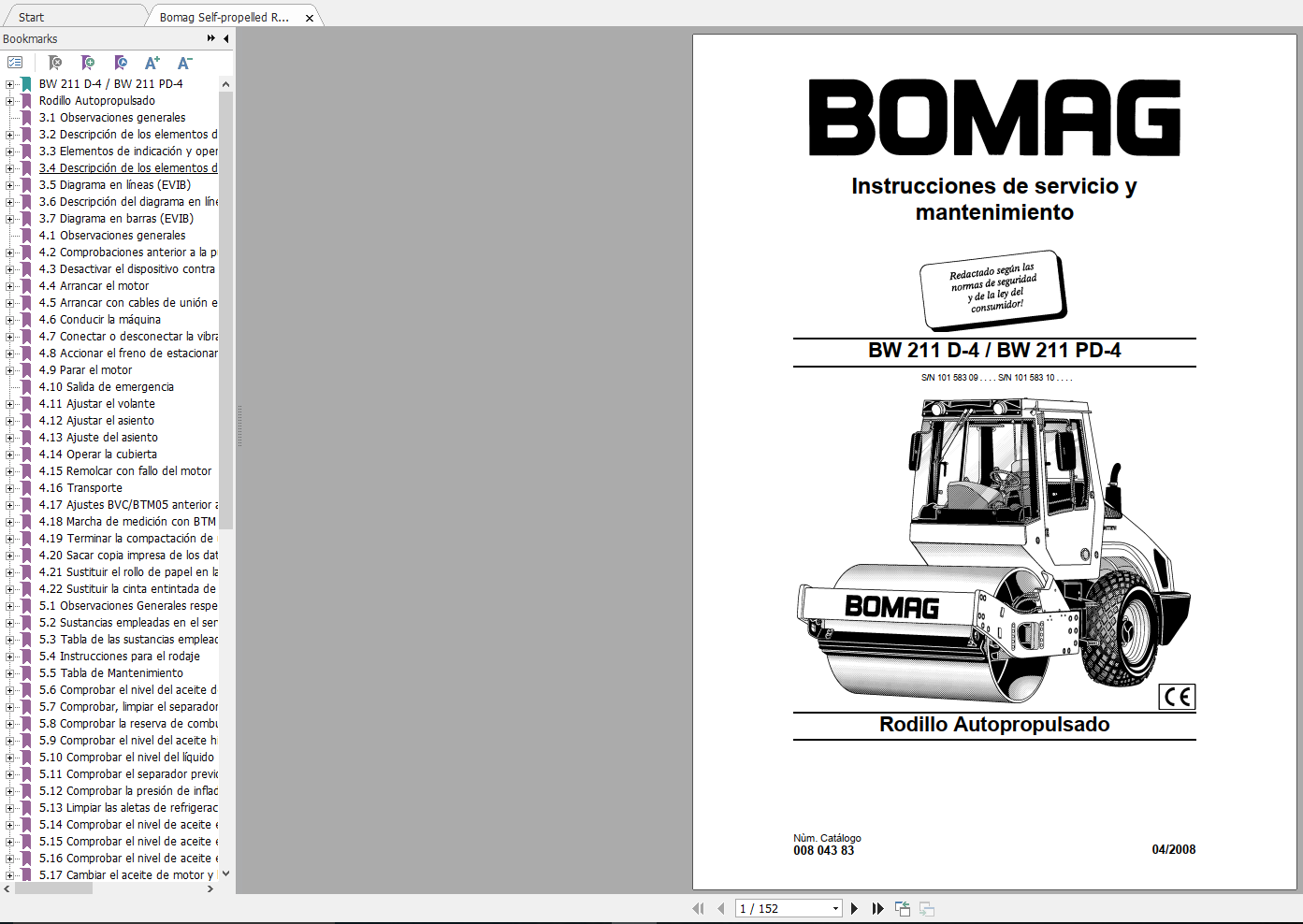 Bomag BW 211 D 4 BW 211 PD 4 Operating Maintenance Instructions 1