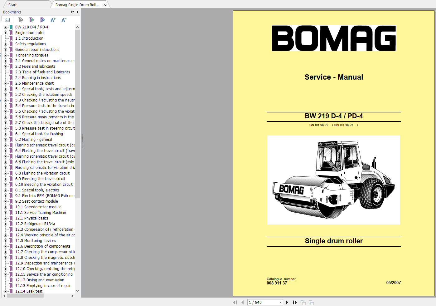 Bomag BW 219 D 4 BW 219 PD 4 Service Manual 1