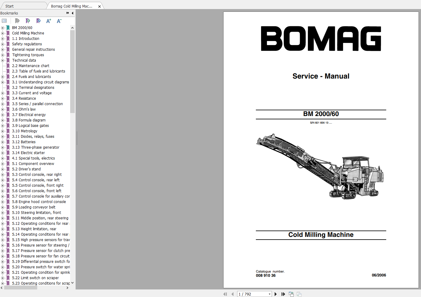 Bomag Cold Milling Machine BM 2000 60 Service Manual 1