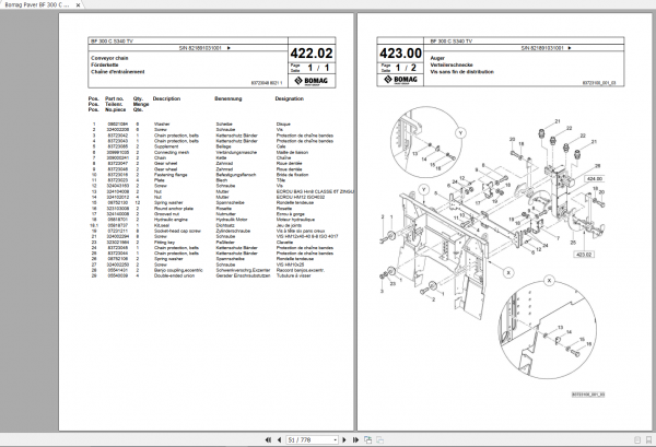Bomag Paver BF 300 C S340 TV Spare Parts Catalogue 2018 00824191 DE 2