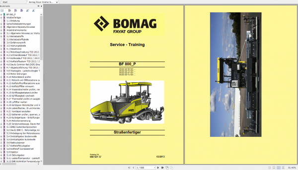 Bomag Paver Finisher BF 800 P Service Training 03 2013 00892157 DE 1
