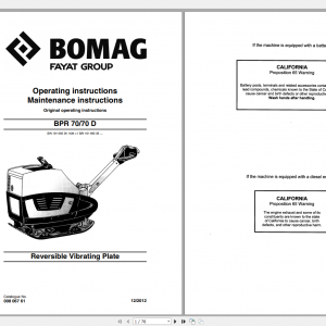 Bomag Reversible Vibrating Plate BPR 70 70D Operating Instructions 12 2012 00806761 1