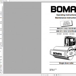 Bomag Single Drum Roller BW 211 212 213 D 40 BW 211 212 213 PD 40 Operating Instructions 08 2006 00815881