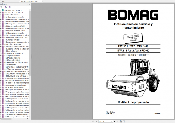 Bomag Single Drum Roller BW 211 212 213 D 40 BW 211 212 213 PD 40 Operating Instructions 1