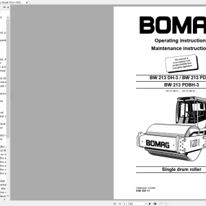Bomag Single Drum Roller BW 213 DH 3 BW 213 PDH 3 BW 213 PDBH 3 Operating Instructions 1