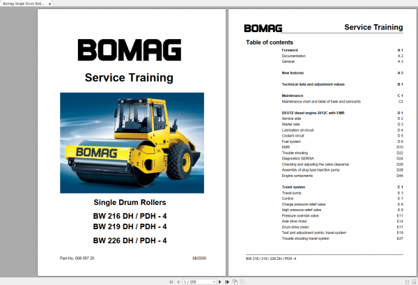 Bomag Single Drum Roller BW 216 219 226 DH PDH 4 Service Traning 1
