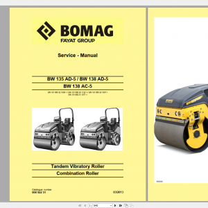 Bomag Tandem Vibratory Roller BW 135 138 AD 5AC 5 Service Manual 03 2013 00892251 1