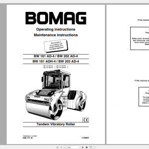 Bomag Tandem Vibratory Roller BW 161 202 203 AD 4ADH 4 Operating Instructions 1