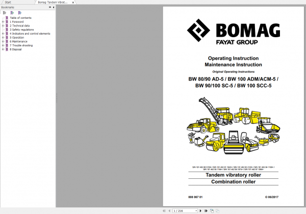 Bomag Tandem Vibratory Roller BW 80 90 100Operating Instructions 06 2017 00806701 1