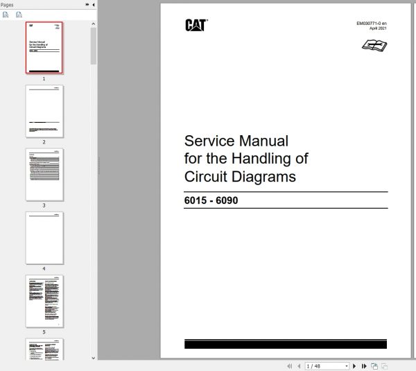 CAT Hydraulic Shovel 6015 6090 Handling of Circuit Diagrams Service Manuals EM030771 2021 1