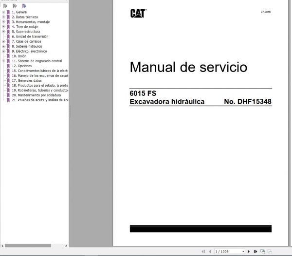 CAT Hydraulic Shovel 6015 FS DHF15348 RH40348 Service Manual EM026536 2016 ES 3