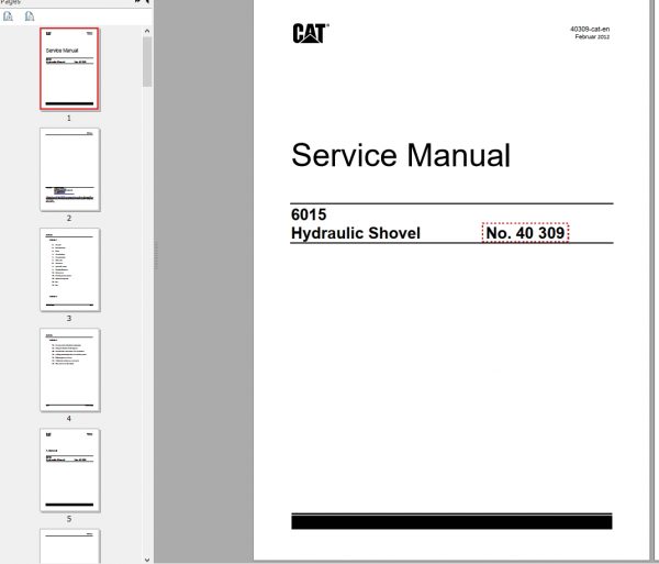 CAT Hydraulic Shovel 6015 RH40E 40309 Service Manual BI647430 2012 1