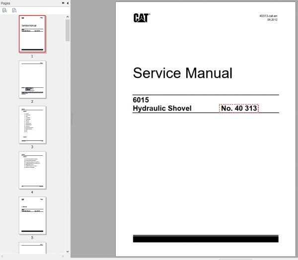 CAT Hydraulic Shovel 6015 RH40E 40313 Service Manual BI647434 2012 1