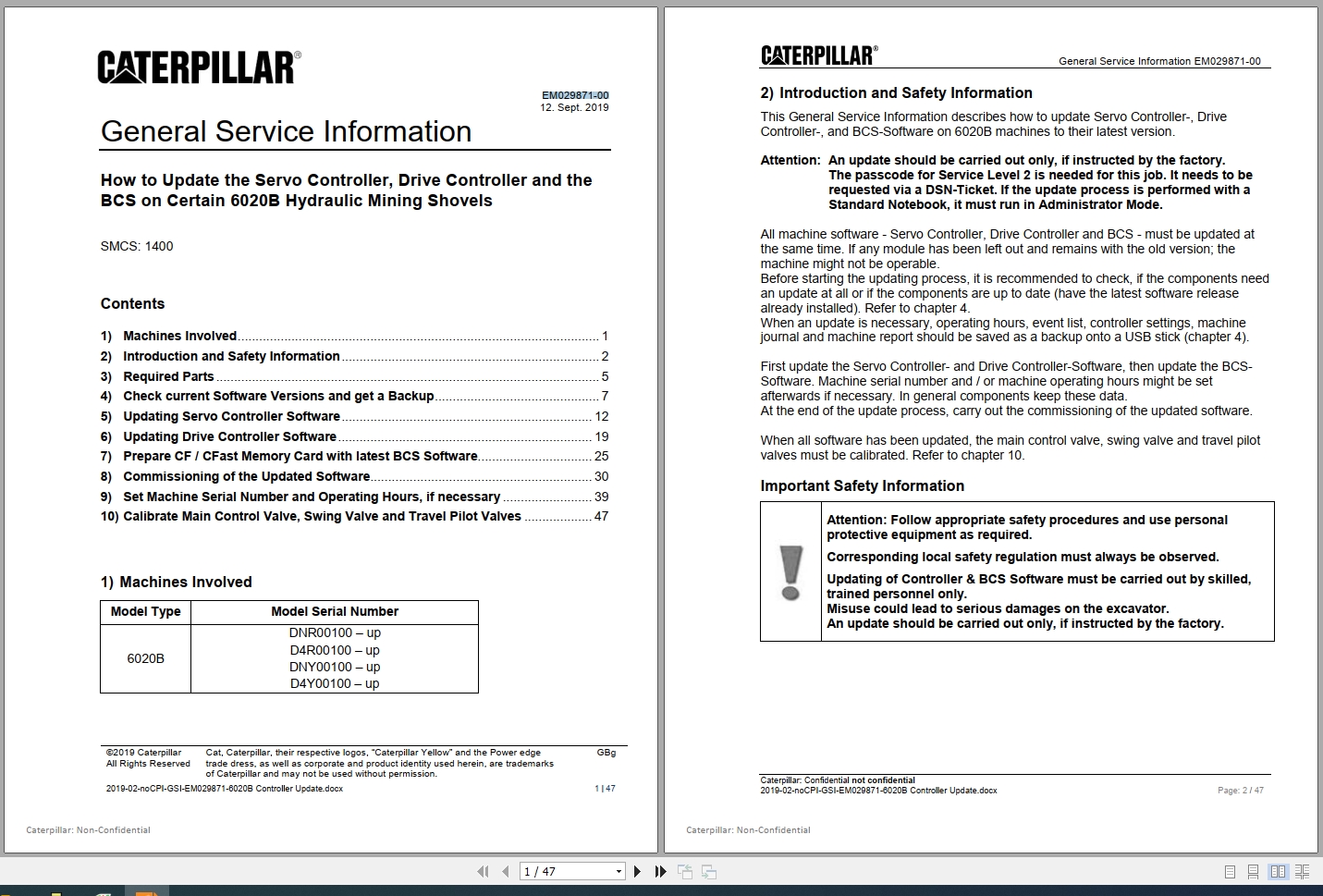 CAT Hydraulic Shovel 6020B BCS Servo Controller Drive Controller Manual EM029871 00 2019 1