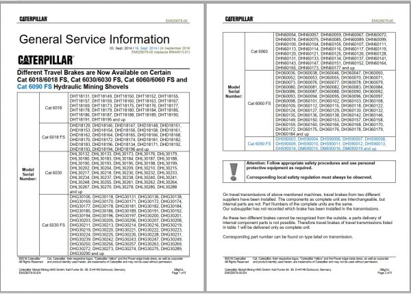 CAT Hydraulic Shovel 6030 Travel Brake replaces BI644913 01 Service Manual 2014 1
