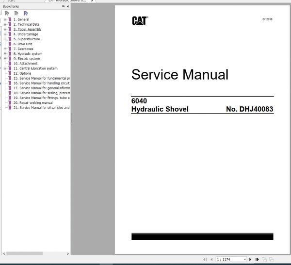 CAT Hydraulic Shovel 6040 DHJ40083 RH170083 Service Manual EM026518BI647909 00 1