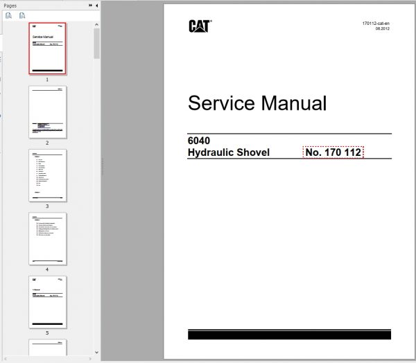 CAT Hydraulic Shovel 6040 RH170B 170112 Service Manual BI647938 2012 1