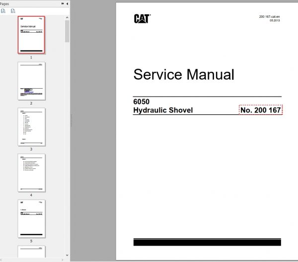 CAT Hydraulic Shovel 6050 RH200 200167 Service Manual BI648061 2013 1