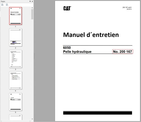 CAT Hydraulic Shovel 6050 RH200 200167 Service Manual BI648352 2013 FR 1
