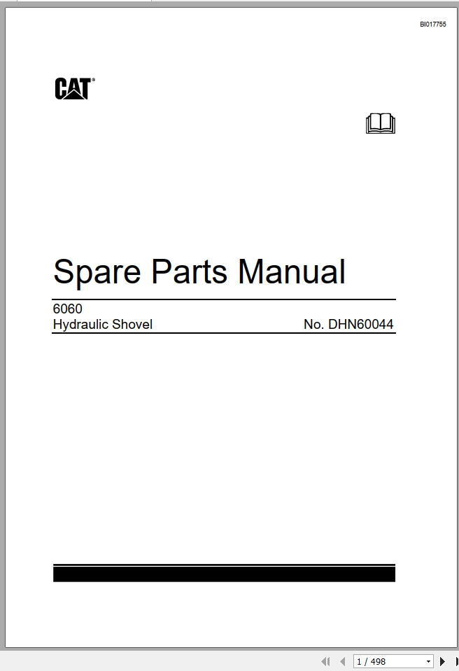 CAT Hydraulic Shovel 6060 DHN60044 Spare Parts Manual BI017755 2015 1