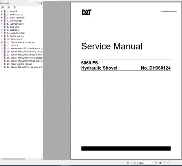 CAT Hydraulic Shovel 6060 FS DH360124 RH340124 Service Manual EM028093 0 2017 1