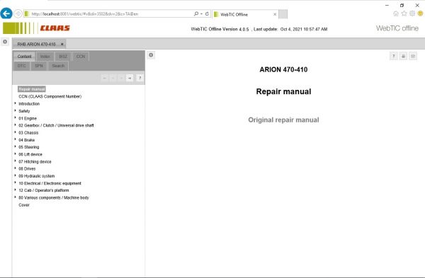 CLAAS WebTIC Offline EN 10.2021 Operator Manual Repair Manual Service Documentation EN DVD 2