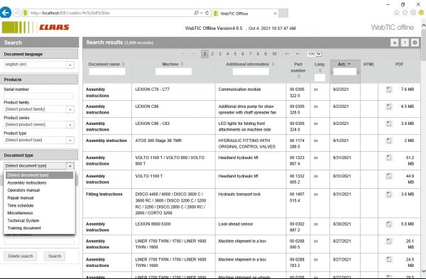CLAAS WebTIC Offline EN 10.2021 Operator Manual Repair Manual Service Documentation EN DVD 5