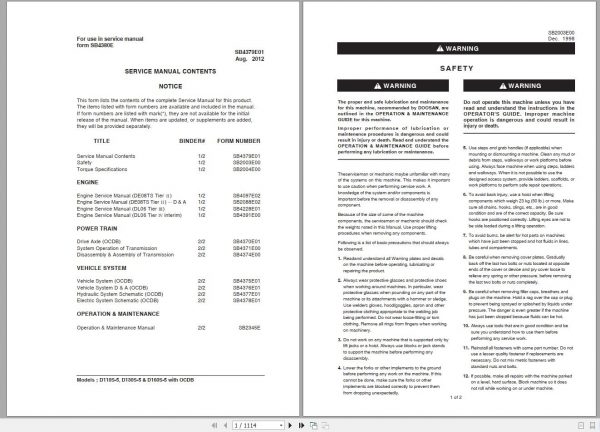 Doosan Forklift D160S 5 Service Part Manual Operation Maintenance Manual 2