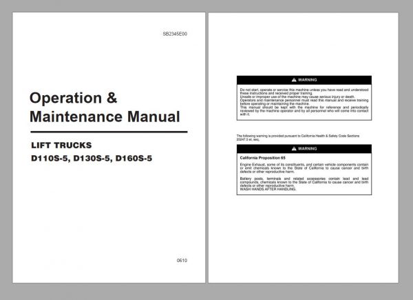 Doosan Forklift D160S 5 Service Part Manual Operation Maintenance Manual 4