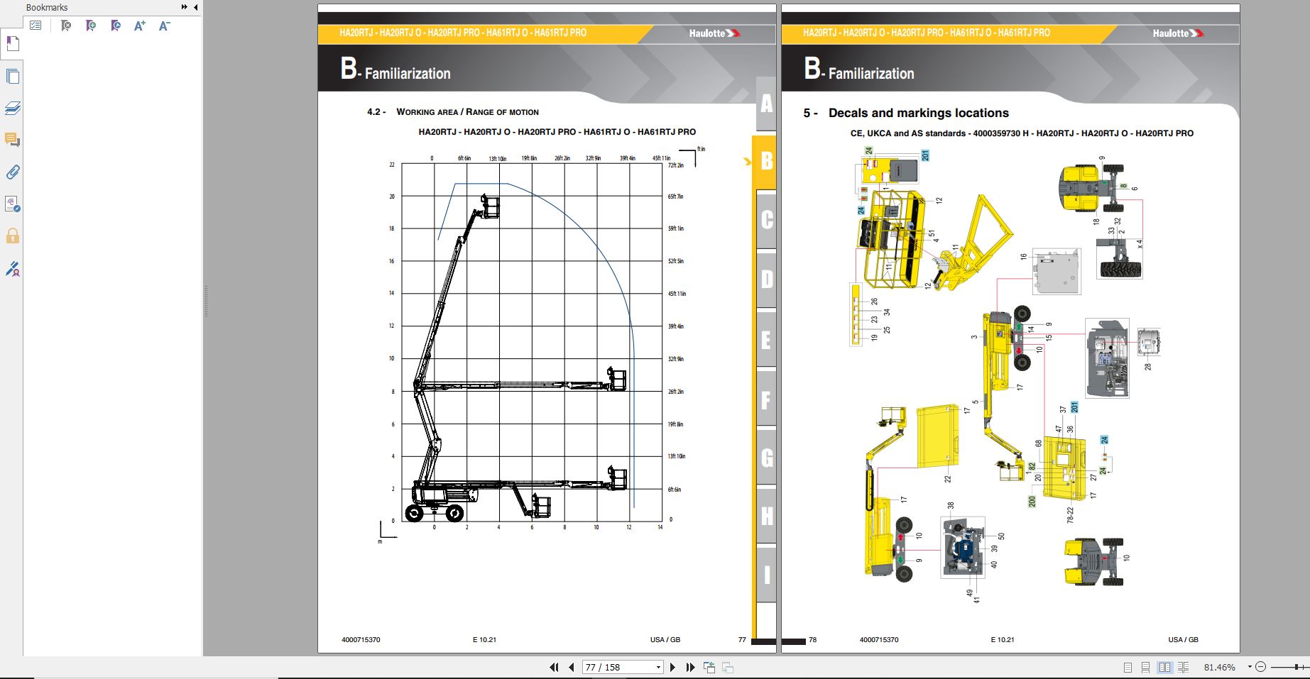 Haulotte Diesel Articulating Booms HA20RTJ HA61RTJ HA20RTJ O HA61RTJ O HA20