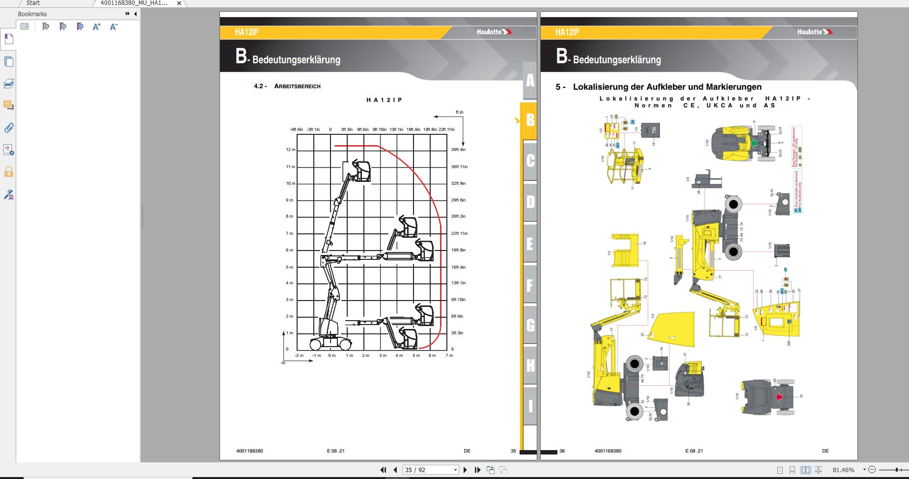 Haulotte Electric Articulating Booms HA12IP HA33JE Operator Manual 08.2021 DE 4001168380 2