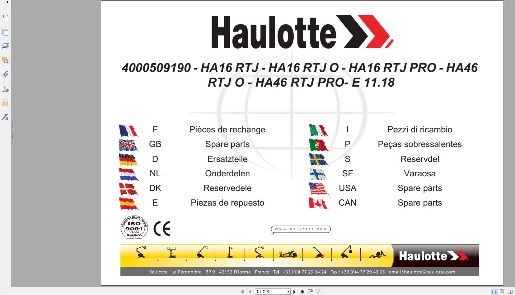 Haulotte Electric Articulating Booms HA16RTJO HA46RTJO HA16RTJ PRO HA46RTJ PRO 11.2018 EN DE 1