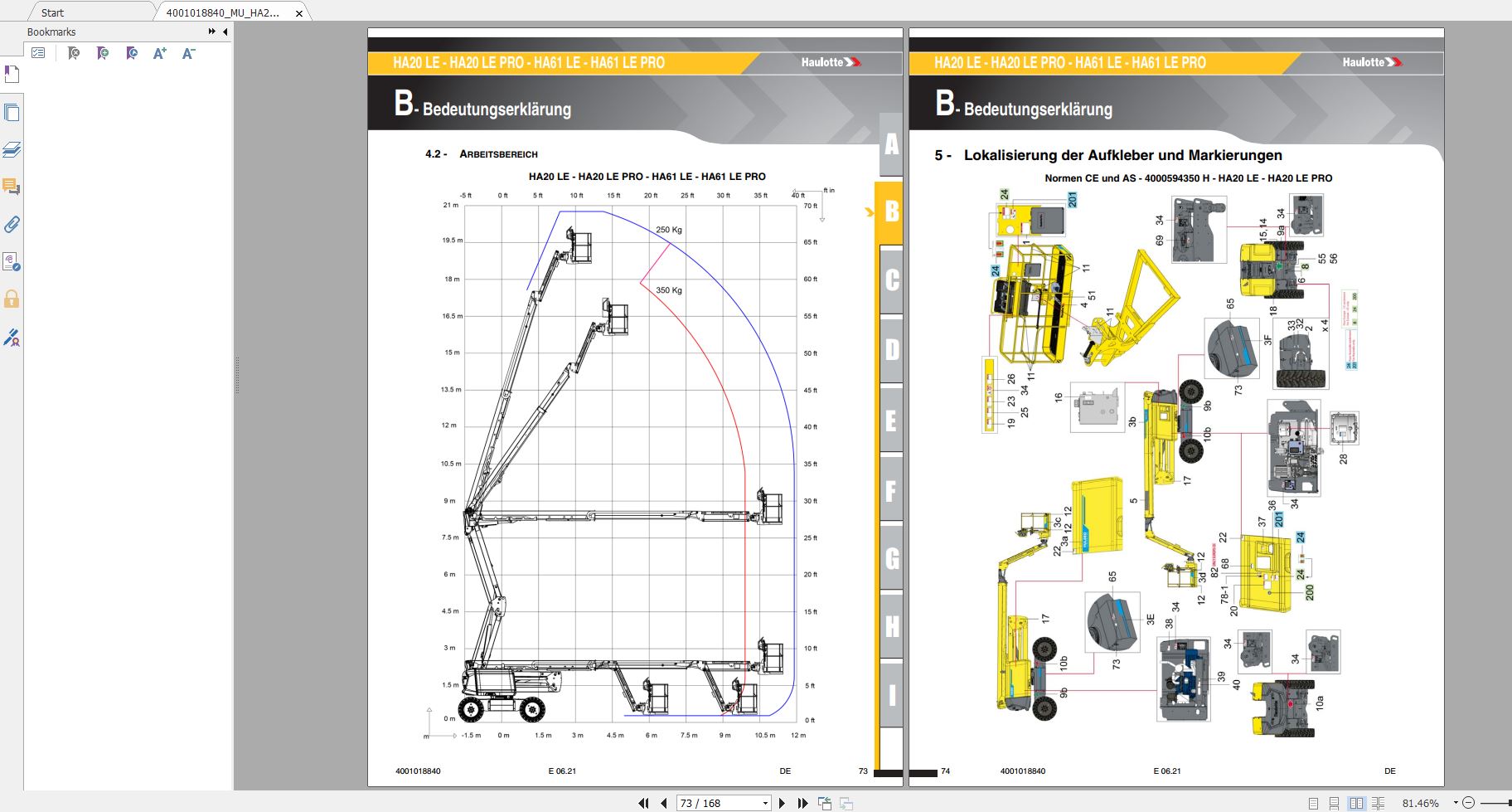 Haulotte Electric Articulating Booms HA20LE HA61LE HA20LE PRO HA61LE PRO Operator Manual 06.2021 DE 2
