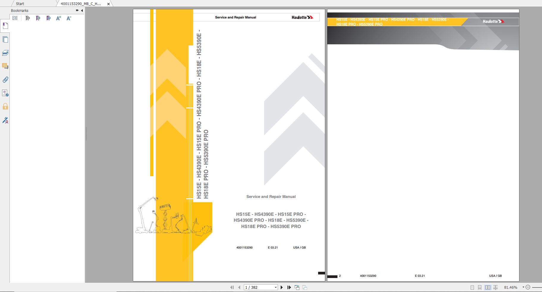 Haulotte Electric Scissor Lifts HS15E HS15E PRO HS18E HS18E PRO Service and Repair Manual 03.2021 EN 1