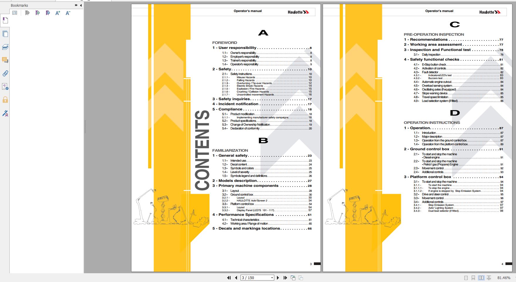Haulotte Telescopic Booms HT16RTJ O HT46RTJ O HT16RTJ PRO HT46RTJ PRO Operator Manual 09.2021 EN 2