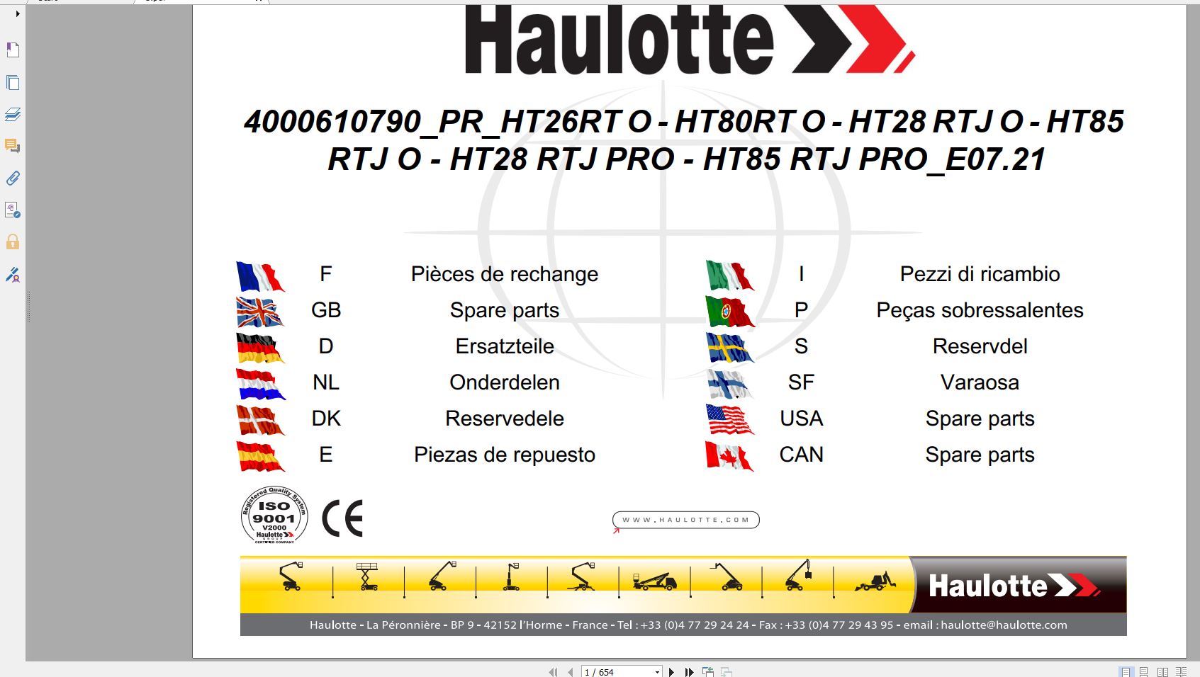 Haulotte Telescopic Booms HT26RT O HT80RT O HT28RTJ O HT85RTJ O HT28RTJ P 1